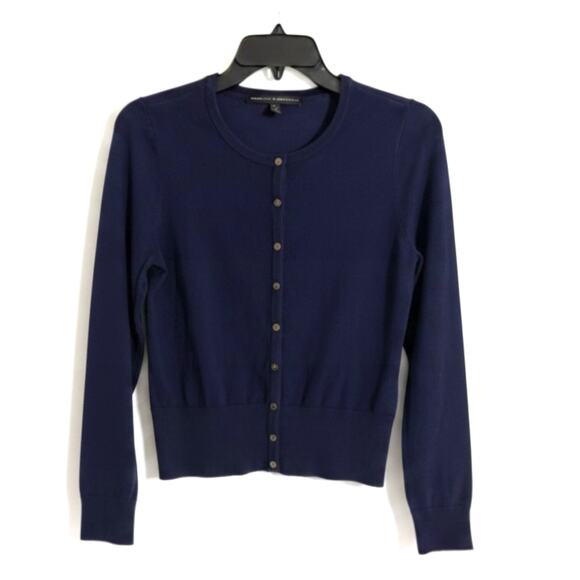 White House Black Market Sweaters - White House Black Market Navy Blue Button Front Cardigan Sweater Size S